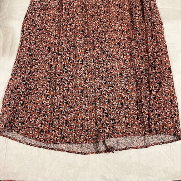 Nine West Orange Lightweight Floral Midi Skirt Size L | Boho, Swing, Cottagecore - Picture 3 of 11